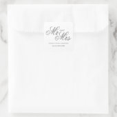 Elegant Mr en Mrs typografie bruiloft Vierkante Sticker (Tas)