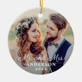 Elegant Mr en Mrs Wedding Custom Photo Monogram Keramisch Ornament (Voorkant)