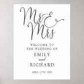 Elegant Mr en Mrs Wedding welkomstbord Poster (Voorkant)