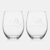 Elegant Mr en Mrs Wijnglas Zonder Voet (Achterkant)
