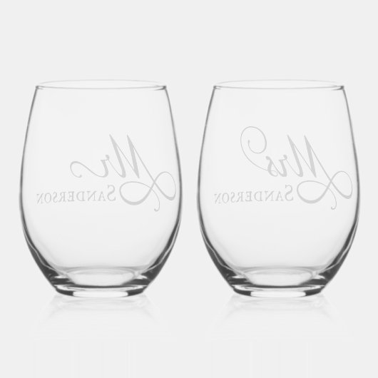 Elegant Mr en Mrs Wijnglas Zonder Voet (Achterkant)