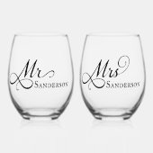 Elegant Mr en Mrs Wijnglas Zonder Voet (Voorkant)