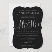 Elegant Mr & Mrs Black & Silver Typography Wedding Kaart (Voorkant)