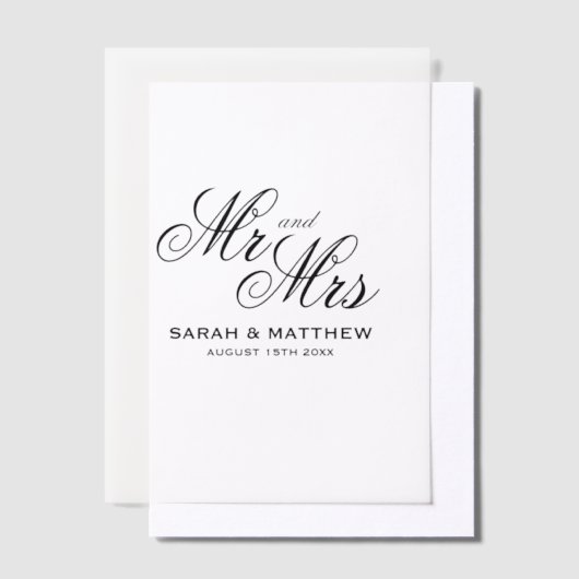 Elegant Mr & Mrs bruiloft logo custom papier Vellum Uitnodigingen (Offset)