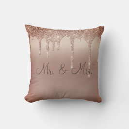 Elegant Mr. & Mrs Bruin Glitter Bruiloft Aandenken Kussen