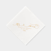 Elegant Mr & Mrs Calligraphy Script Bruiloftsgoud Folie Servetten (Rechts)