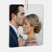 Elegant Mr. & Mrs. Custom Wedding Photo Monogram  Keramisch Ornament (Rechts)