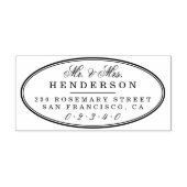 Elegant Mr & Mrs Familienaam Script Ovaal Bruiloft Rubberstempel (Afrduk)