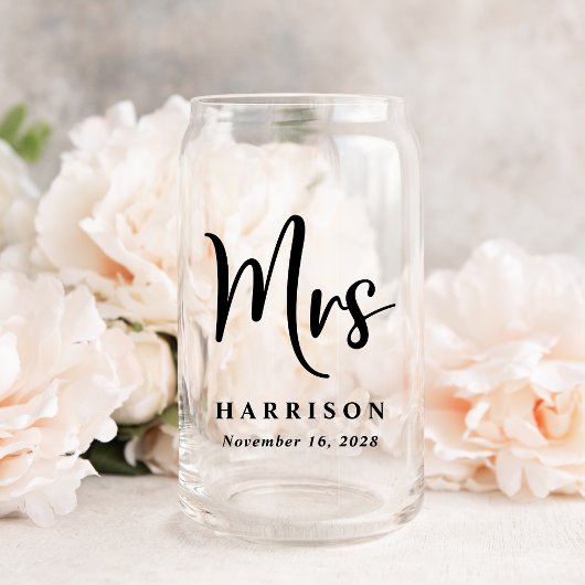 Elegant Mr. Mrs. Gepersonaliseerde bruiloft Blikvorm Glas