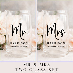 Elegant Mr. Mrs. Gepersonaliseerde bruiloft Blikvorm Glas