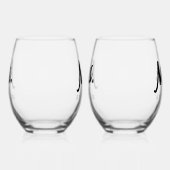 Elegant Mr & Mrs + Naam Bruiloft Passen getrouwd Wijnglas Zonder Voet (Rechts)