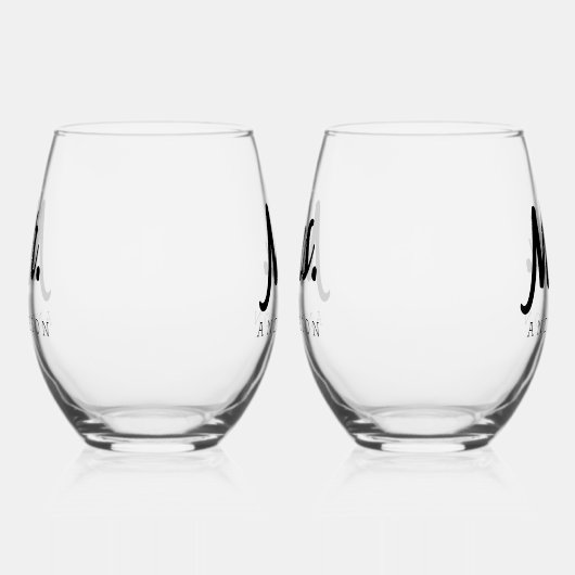 Elegant Mr & Mrs + Naam Bruiloft Passen getrouwd Wijnglas Zonder Voet (Rechts)