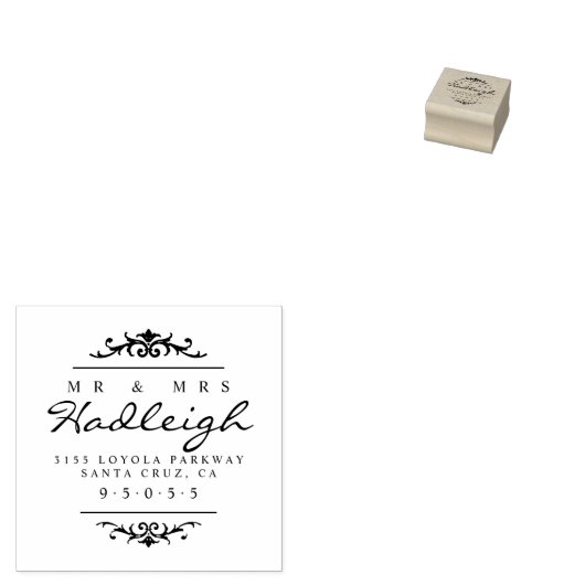Elegant Mr & Mrs Script Bruiloft Retouradres Rubberstempel (Gestempeld)