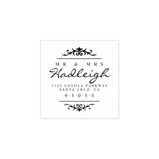 Elegant Mr & Mrs Script Bruiloft Retouradres Rubberstempel (Afrduk)