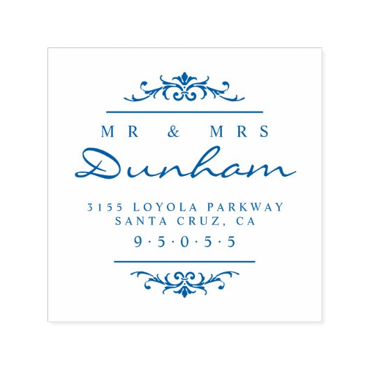 Elegant Mr & Mrs Script Bruiloft Retouradres Zelfinktende Stempel (Design)