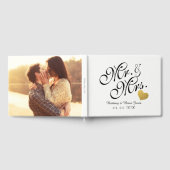 Elegant Mr & Mrs Script Gouden Hart Fotobruiloft Gastenboek (Volledig)