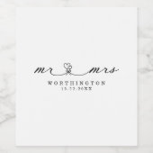 Elegant Mr & Mrs. Trouw Wijnlabel Wijn Etiket (Enkel label)
