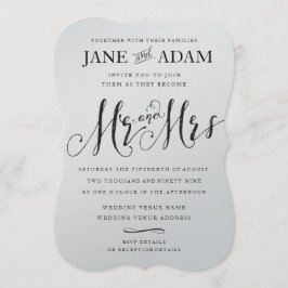 Elegant Mr & Mrs Typografie Bruiloft METALLIC Ital Kaart