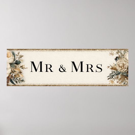 Elegant Mr & Mrs Wedding Design met glitter Poster (Voorkant)