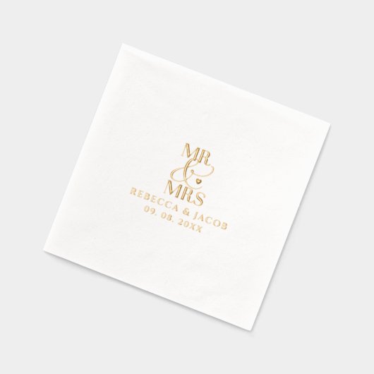 Elegant Mr & Mrs Wedding Gold Folie Servetten (Links)