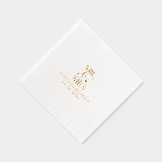Elegant Mr & Mrs Wedding Gold Folie Servetten (Rechts)