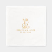 Elegant Mr & Mrs Wedding Gold Folie Servetten (Voorkant)