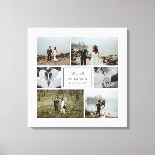 Elegant Mr & Mrs Wedding Photo Collage Canvas Afdruk (Voorkant)