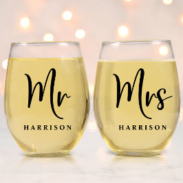 Elegant Mr. Mrs. Wedding Wijnglas Zonder Voet