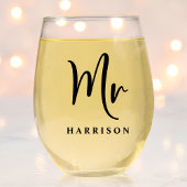 Elegant Mr. Mrs. Wedding Wijnglas Zonder Voet
