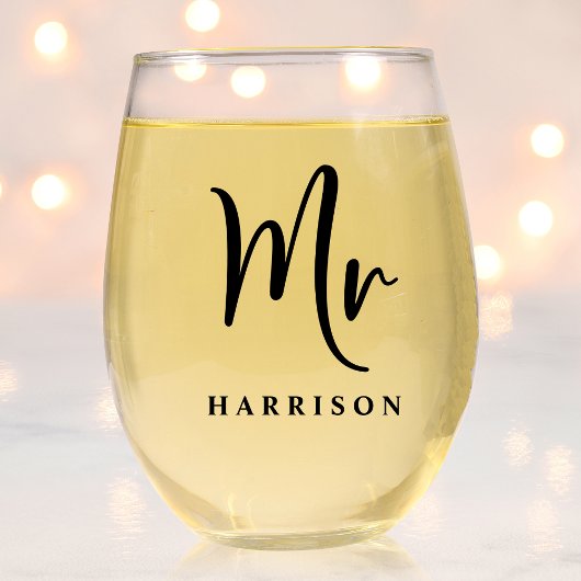 Elegant Mr. Mrs. Wedding Wijnglas Zonder Voet