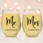 Elegant Mr. Mrs. Wedding Wijnglas Zonder Voet