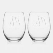 Elegant Mr & Mrs Wijnglas Zonder Voet (Achterkant)