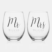 Elegant Mr & Mrs Wijnglas Zonder Voet (Voorkant)