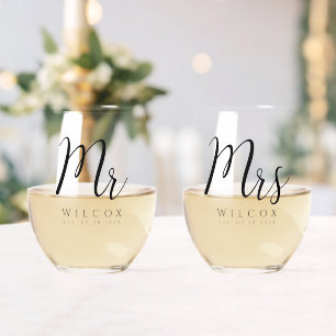 Elegant Mr & Mrs Wijnglas Zonder Voet