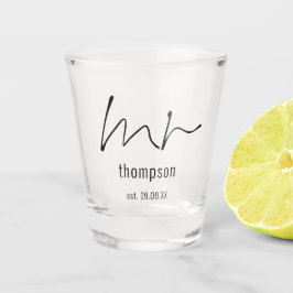 Elegant Mr Name Script Pas getrouwd Keepomwille Gi Shot Glas