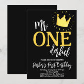 Elegant Mr Onederful verjaardagsfeestje Kaart (Voorkant / Achterkant)