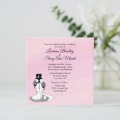 Elegant Mrs en Mrs Wedding Invitation Pink Kaart (Staand voorkant)