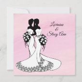 Elegant Mrs en Mrs Wedding Invitation Pink Kaart (Achterkant)