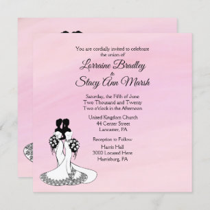 Elegant Mrs en Mrs Wedding Invitation Pink Kaart