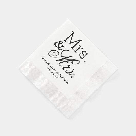 Elegant Mrs en Mrs Wedding Monogram Servet (Hoek)