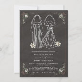 Elegant Mrs. & Mrs Chalkboard Wedding Kaart (Voorkant)