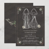 Elegant Mrs. & Mrs Chalkboard Wedding Kaart (Voorkant / Achterkant)