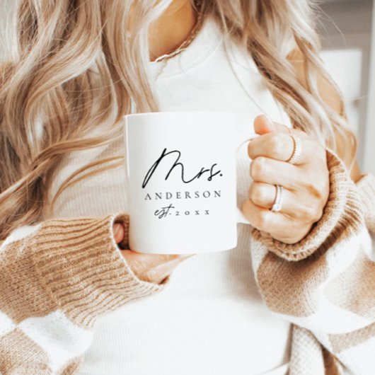 Elegant Mrs Pas getrouwd Custom Zwart Script Koffiemok