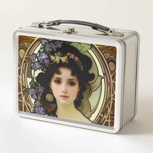 Elegant Mucha Style Portret van een mooie vrouw (Voorkant)