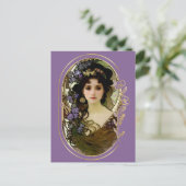 Elegant Mucha Style Portret van een mooie vrouw Briefkaart (Staand voorkant)