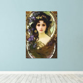 Elegant Mucha Style Portret van een mooie vrouw Canvas Afdruk (Insitu (Houten vloer))