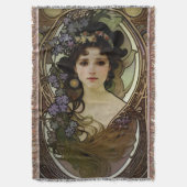 Elegant Mucha Style Portret van een mooie vrouw Deken (Voorkant Verticaal)