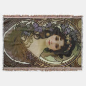 Elegant Mucha Style Portret van een mooie vrouw Deken (Voorkant)