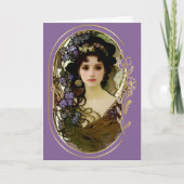 Elegant Mucha Style Portret van een mooie vrouw Kaart (Voorkant)