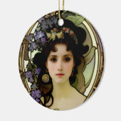 Elegant Mucha Style Portret van een mooie vrouw Keramisch Ornament (Links)